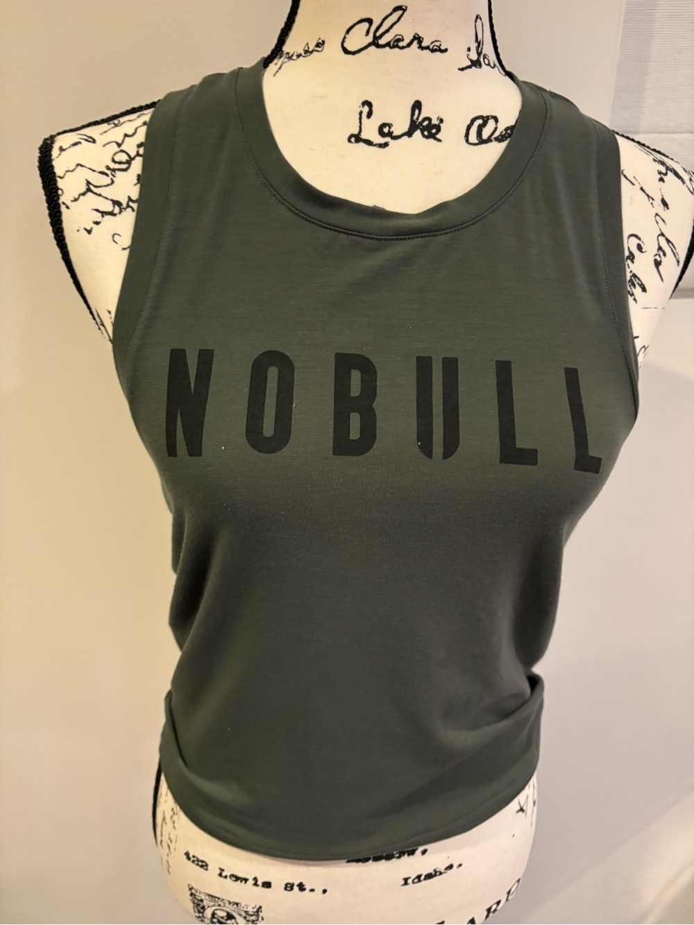 NOBULL Olive Green Women's Muscle Tank with Black Logo